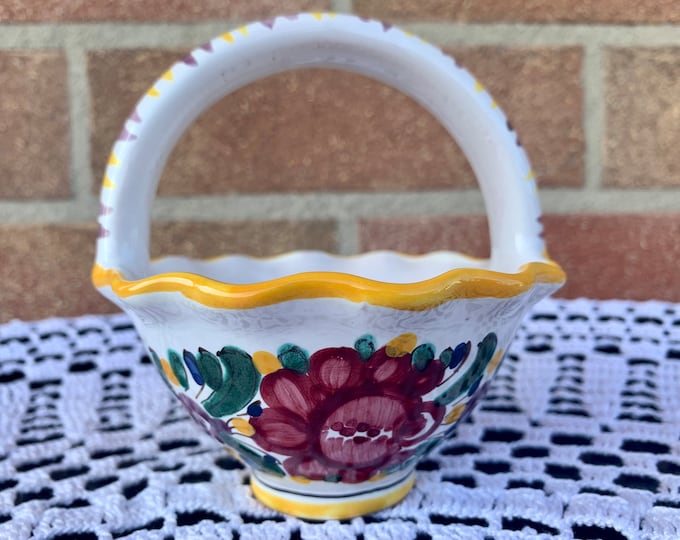 Ceramic decorative hand-painted basket