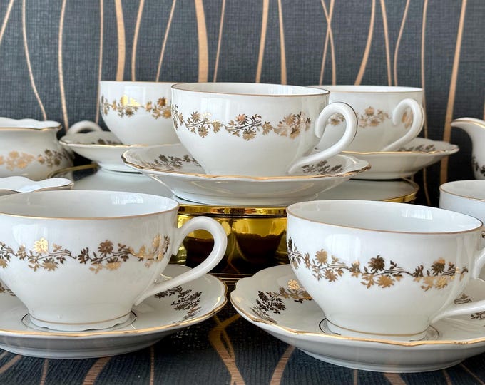 Very Rare Vintage Collectible Porcelain Coffee Cups by Moritz Zdekauer - 24 Karat Goldlovers