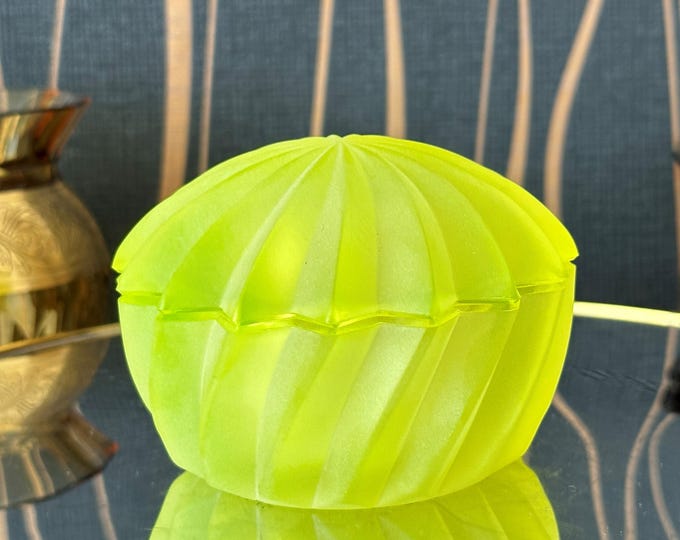 Radiant Uranium Glass Shell Jar - Beach House Decoration Piece