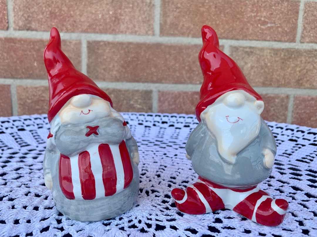 Pair of Little Ceramic Garden Gnomes Etsy