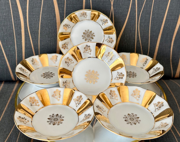 Vintage Porcelain Plate with 24K Gold Decor - Czechoslovakia