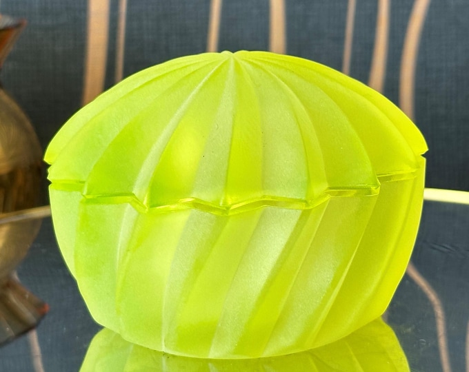 Radiant Uranium Glass Shell Jar - Beach House Decoration Piece