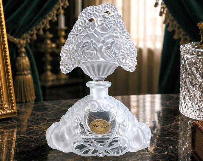Unique Crystal Glass Perfume Bottle - Czech Republic Crafted