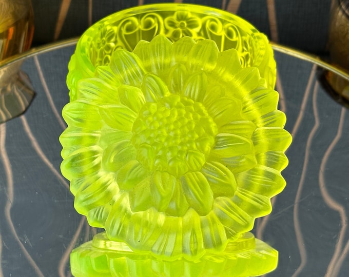 Frosted Uranium Glass Jewelry Box: Lalique Style H. Hoffmann Design