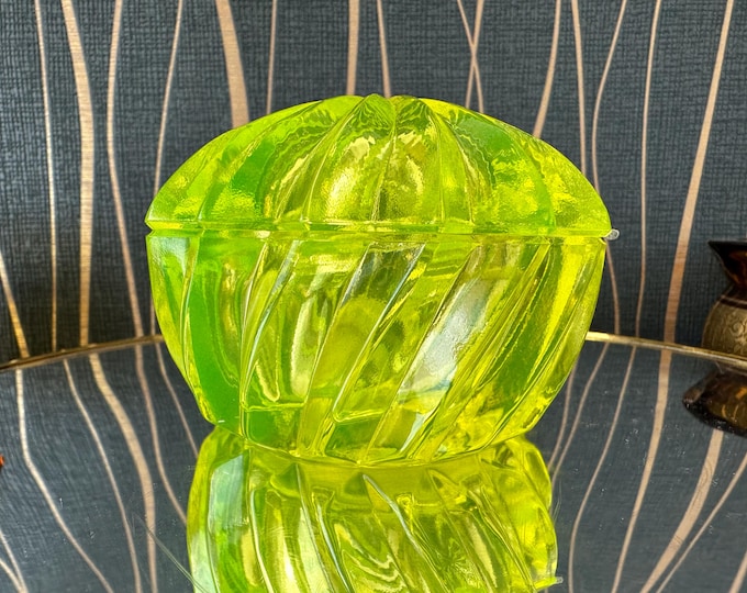 Collectible Radiant Uranium Glass Shell Jar - Beach House Display Piece