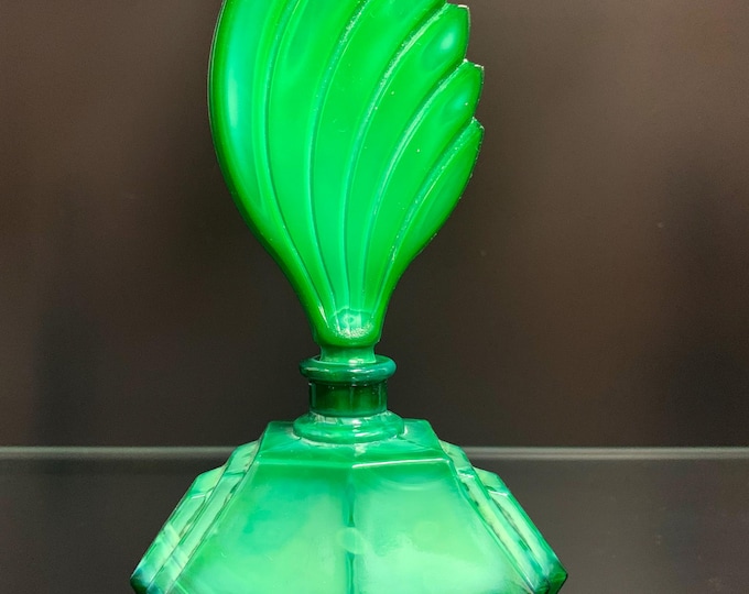 Luxurious Malachite Glass Perfume Bottle - Lightproof Container for Lasting Fragrance