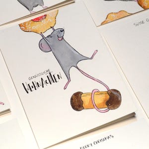 MAUSESCHMAUS - handgemalte Weihnachtskarte mit individuellem Schriftzug
