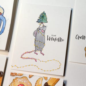 MAUSETOLL - handgemalte Weihnachtskarte mit individuellem Schriftzug
