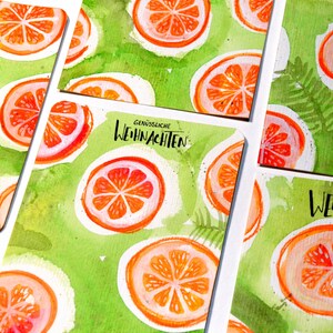 ORANGEN - handgemalte Weihnachtskarte mit individuellem Schriftzug