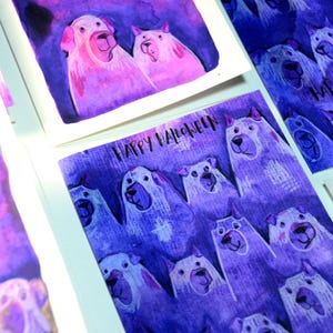 HALLOWEENHUNDE - handgemalte Grußkarte mit individuellem Schrifzug