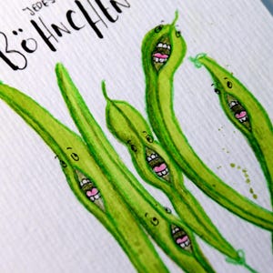 BÖHNCHEN - handgemalte Grußkarte mit individuellem Schrifzug