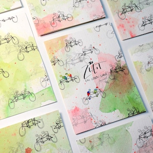 TANDEM - handgemalte Grußkarte mit individuellem Schrifzug