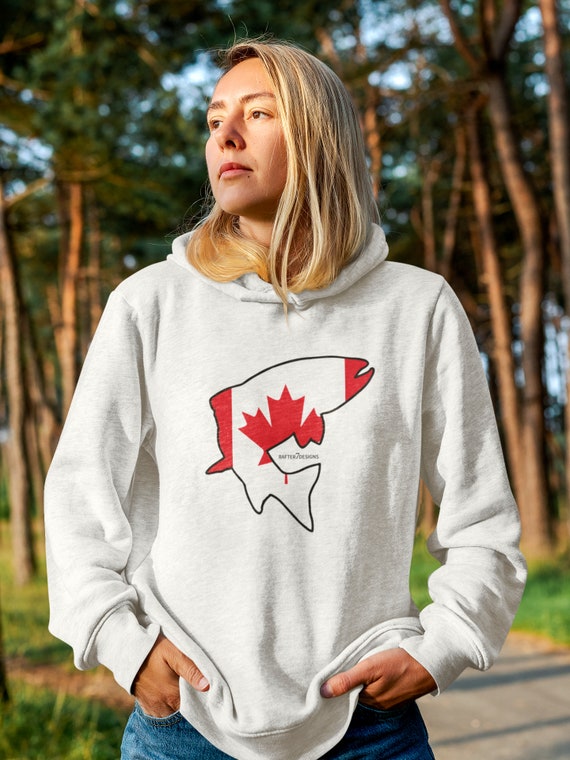 Canada Trout Hoodie Canada Flag, Canadian Hoodie, Fish, Fishing Hoodie,  Outdoor Hoodie, Camping Hoodie, Canada Day Hoodie, Maple Leaf 