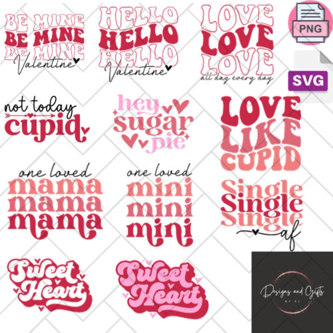 33 Retro Valentines SVG and PNG Files Digital Download Bundle ...