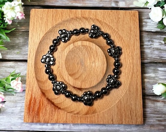 Bee Hematite Bracelet, Magnetic Beaded Stretch Bracelet