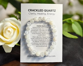 Crackle Quartz Crystal Bracelet, 8mm Healing Energy Beads