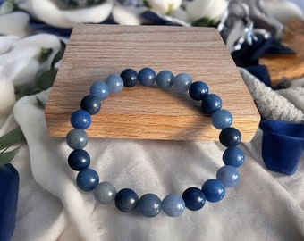 Blue Aventurine Crystal Bracelet, Natural Gemstone, Elasticated