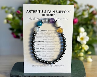 Arthritis Crystal Bracelet, Non-Magnetic Hematite, Healing Support