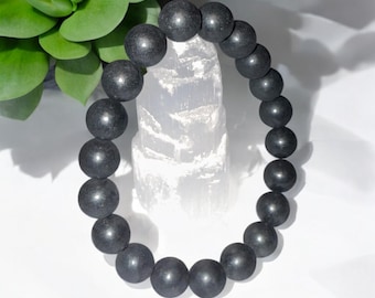 Shungite 10mm Crystal Bracelet, EMF Protection, Grounding