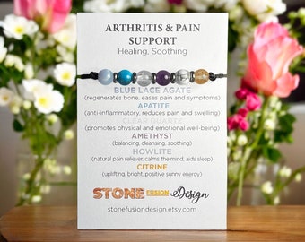 Arthritis Crystal Bracelet, Healing Stones, Pain Support, Soothes Aches and Pains