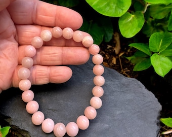 Pink Opal Crystal Bracelet, Natural Courage & Inner Strength, 8mm