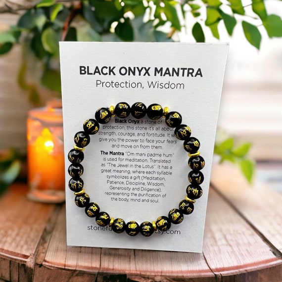 Black onyx mantra bracelet best sale