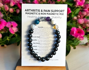 Arthritis Support Crystal Bracelet, magnetic and non magnetic Hematite mix, Natural Healing