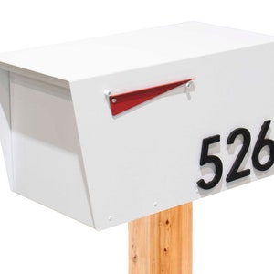 Large White Mailbox, Post-Mounted Contemporary Style #HC111