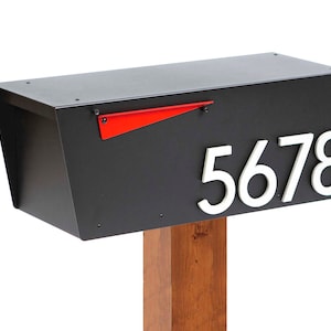 Black Mailbox, Post-Mounted Modern Design #HC100