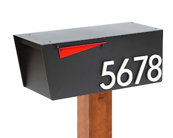 Black Mailbox, Post-Mounted Modern Design #HC100