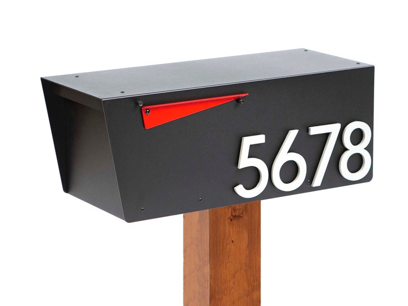 Black Mailbox, Post-Mounted Modern Design HC100 image 1