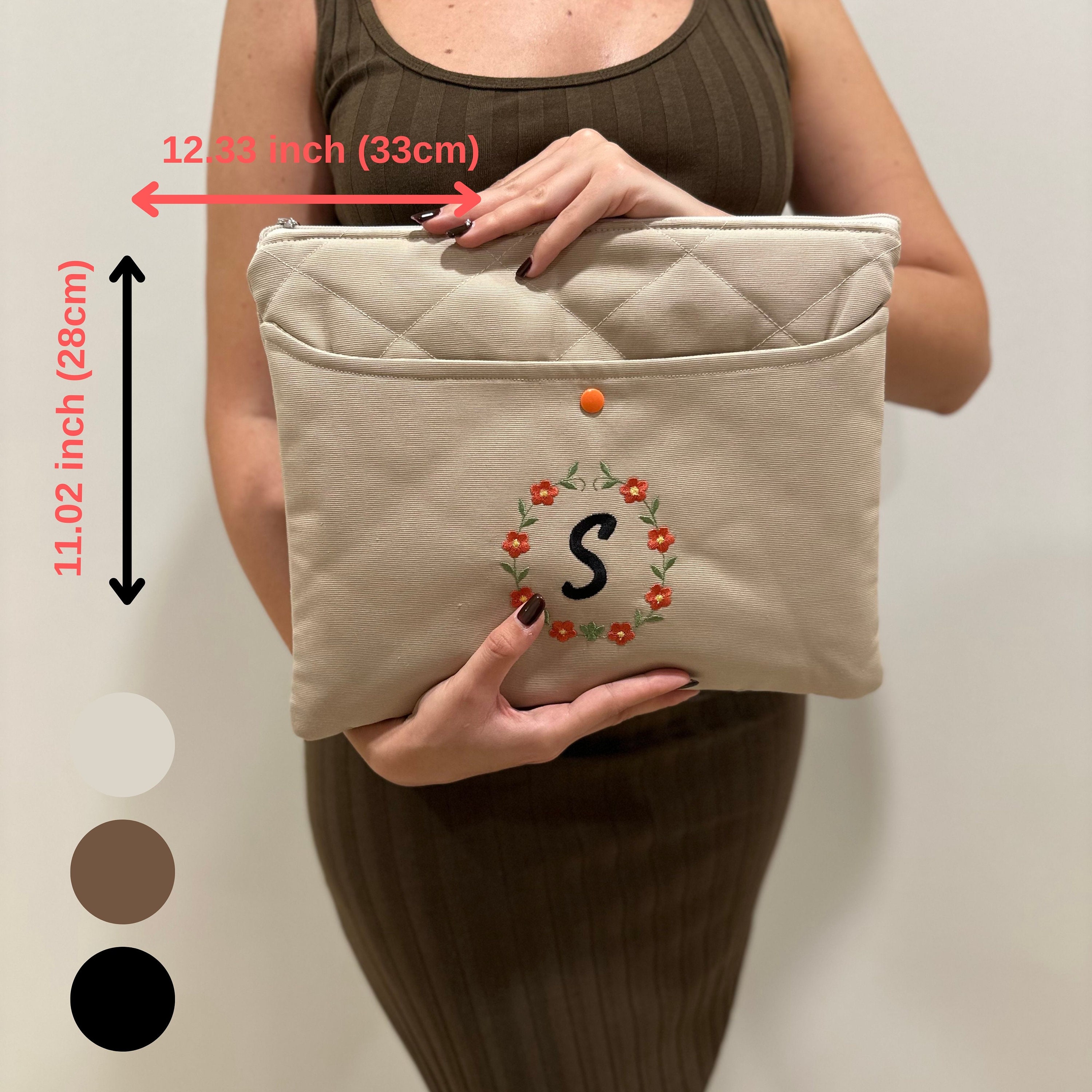 Embroidered Laptop Bag, Personalized Laptop Bag, 13 Inch MacBook Case