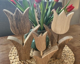 Ferraycle Frühlingsblumen-Ornamente Aus Holz – 36 Stück Mit Bindfäden – Deko Für Baum, Fenster, Party