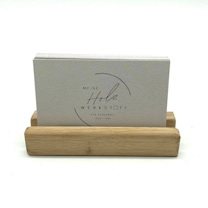 Holz Fotohalter/Kartenhalter für Bilder/Karten/Visitenkarten im Querformat aus Eichenholz, Visitenkartenhalter, Massiver Holzkartenständer