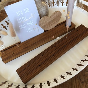 Fotohalter „2in1“ Blumenleiste aus Teak für Trockenblumen Kartenhalter Hochzeit Geburtstag Geschenk Fotoleiste Blumenwiese Holz Deko