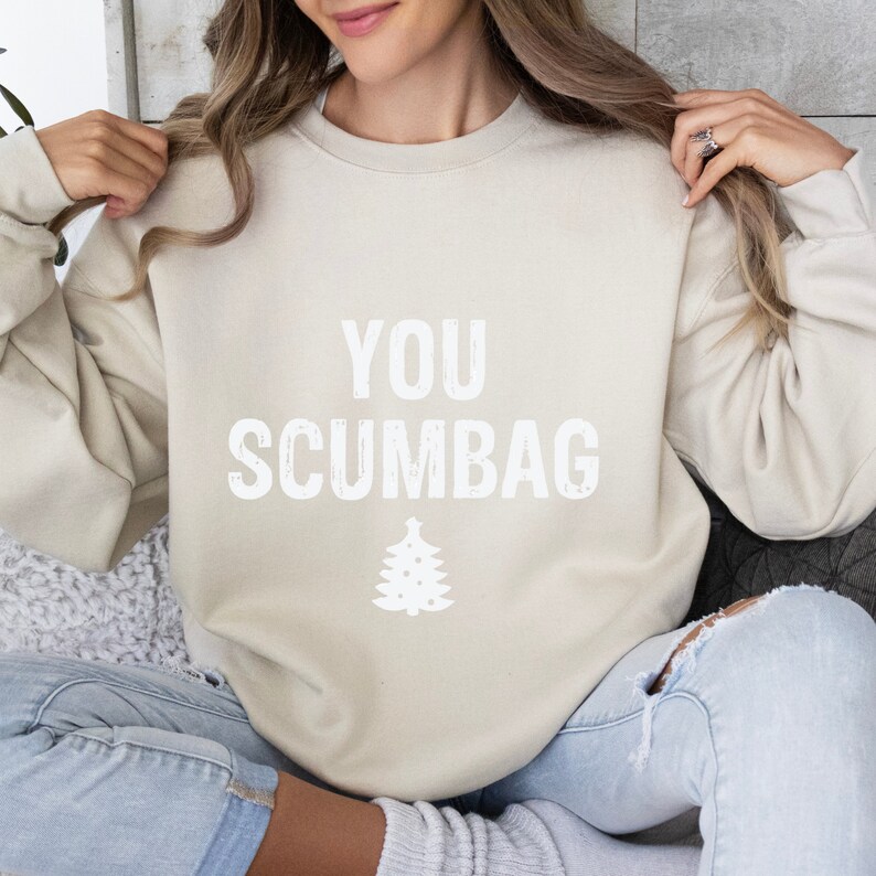 Funny Christmas Jumper for Women You Scumbag Jumper Rude Christmas