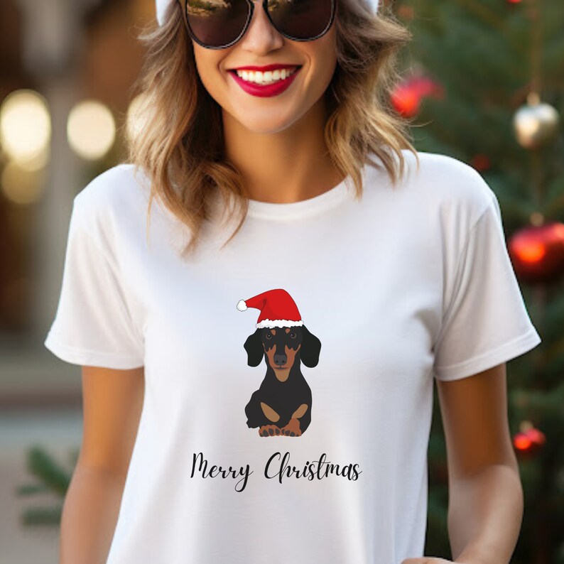 Merry Christmas Dachshund Tshirt Dachshund Lover Christmas Tee Dog