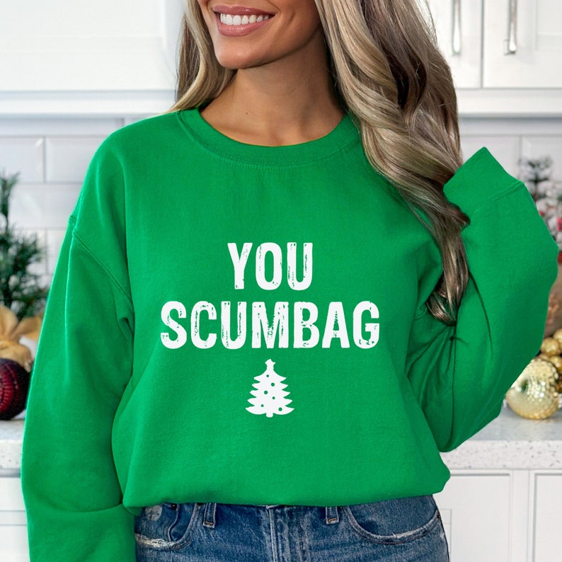 Funny Christmas Jumper for Women You Scumbag Jumper Rude Christmas