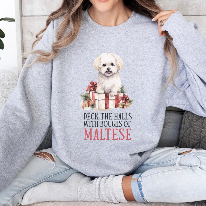Deck the Halls With Boughs of Maltese Christmas Jumper Maltese Etsy UK