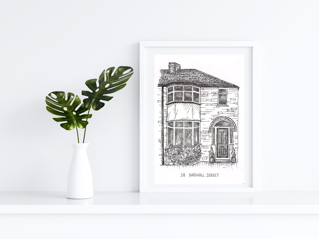 Custom House Portrait: Hand-drawn Pen and Ink Sketch - Etsy