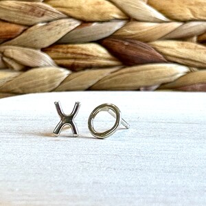 Cupid Studs - Tiny XO Stud Earrings - Handmade - Silver - Anniversary - Valentines Day Gift - Gift for Her - Galentines -