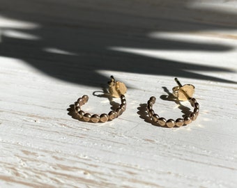 Dottie Hoops (Med) - Gold, Rose Gold, or Silver - Handmade Dot Hoops - Lightweight Simple - Gold Filled Earrings - Minimalist -