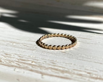 Dottie Stacking Ring - Handmade Gold Stacking Band - Silver Stacking Band - Minimalist Ring - Dot Ring - Everyday Ring - Hammered Ring