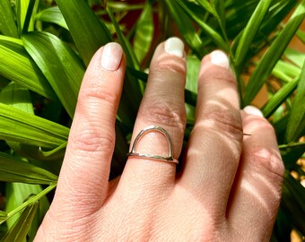 Handmade Sunrise Ring: Minimalist Arch Jewelry in Sterling Silver or 14 karat Gold-Filled