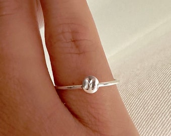 Tiny Initial Ring - Handmade Personalized Ring - Mothers Ring - Mothers Jewelry - Stacking Ring - Initial Jewelry - Stamped Jewelry