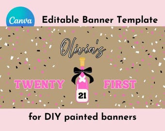 Bearbeitbare 21. Geburtstagsbanner Vorlage | 21. Geburtstag Party Dekoration | Personalisierte Party Dekor | Sofortdownload | Bemalte Geburtstagsgirlande