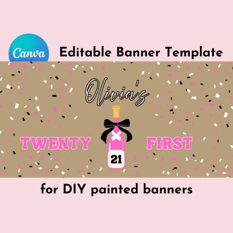 Twenty First Banner Editable 21st Birthday Banner Template | 21st Birthday Party Decor ...