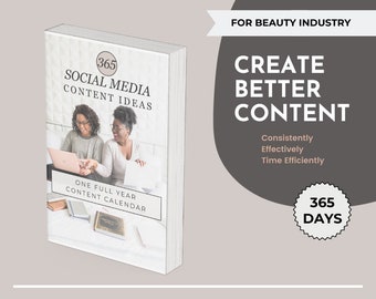 Beauty Content Calendar, 365 Content Ideas for Beauty Influencer, Social Media Planner Yearly, Instagram Content Ideas, Content Prompts Year