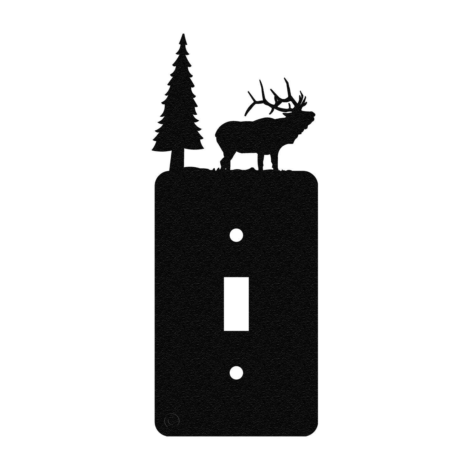 Metal Bear Light Switch Cover Moose Tree Mountain Elk Black Light Switch  Plate Forest Outlet Cover Toggle Light Switch Wall Plate Cover for Home  Bedroom (6 Pcs, Single Gang Toggle) 