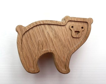 Wooden Knobs Bear for Kids Dresser Untreated Oak Handles Furniture Knob Dresser Drawer Door Drawer Pull Handle for kids room Wall Hooks